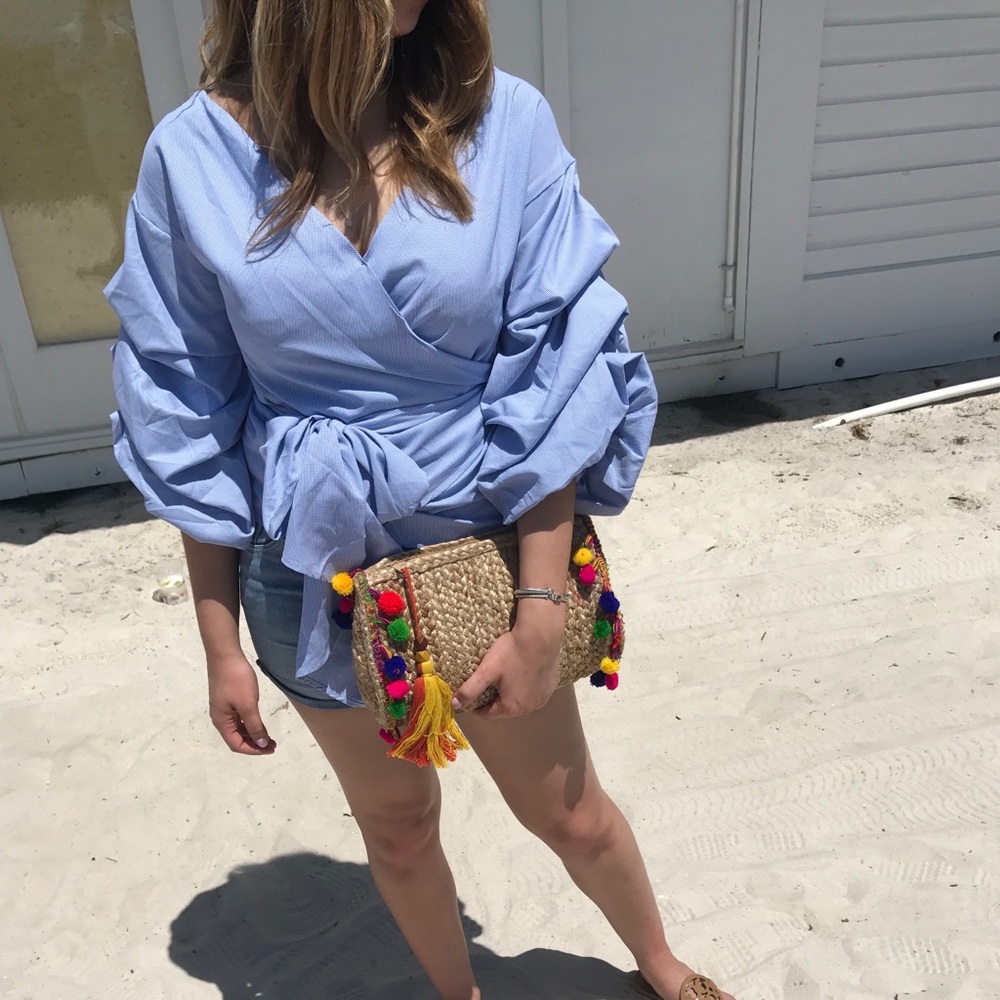 Boohoo Ruffle Sleeve Wrap Top!